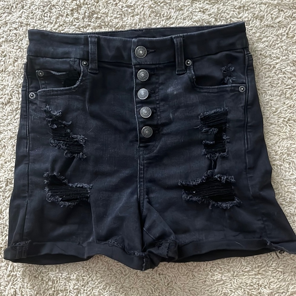 black american eagle high rise jean shorts